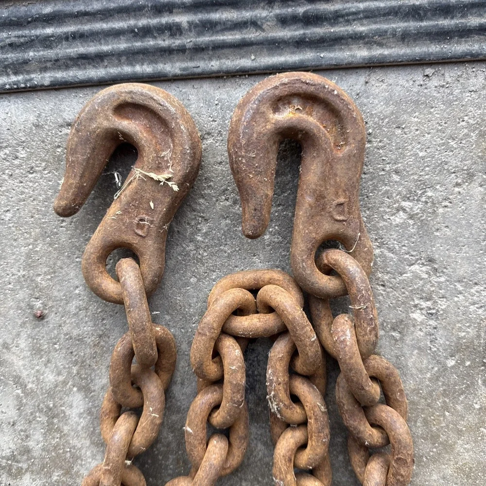 Vintage Heavy Duty Industrial 21 Foot Chain with Dual High Test Forged‎ Hooks